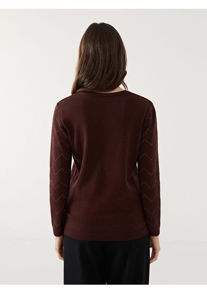 Yeni Sezon Bisiklet Yaka Desenli Kadın Triko Kazak fırsatları