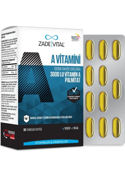 Zade Vital A Vitamini Blister 30 Kap. 1 Paket(1 x 1 Stück) modelleri