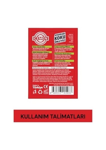 Icemen Koku Giderici,ayak Kokusu,ayak Sağlığı,ayak Bakım Ürünleri,kokuyu Önleyici Toz,ayakkabı Tazeleme,ayak Deodorantı, Spor Ayakkabı Kokusu Giderici modelleri