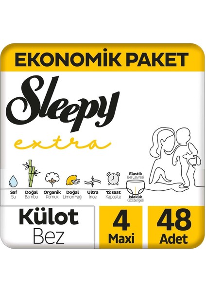 Sleepy Extra Günlük Aktivite Ekonomik Paket Külot Bez 4 Numara Maxi 48 Adet modelleri