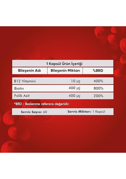 Voop Vitamin B12, Biotin ve Folik Asit Içeren Takviye Edici Gıda 60 Kapsül fiyatları