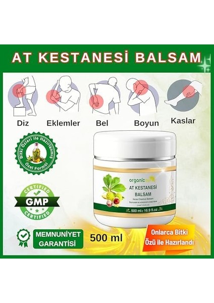 Organicsun At Kestanesi Balsamı Jeli Kas ve Eklem Besleyici Masaj Kremi 500 ml