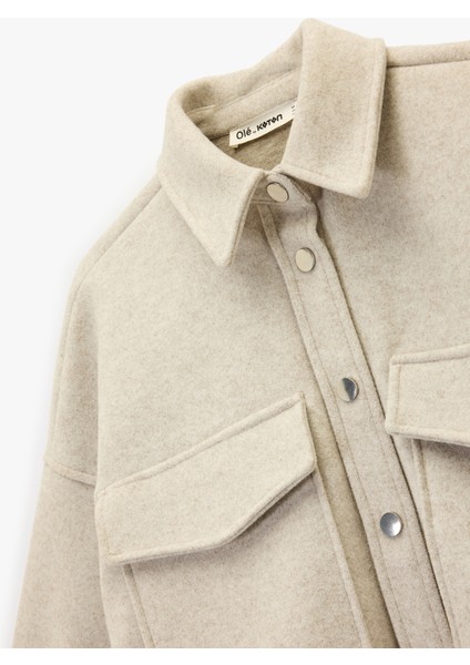 Klasik Yaka Cep Detaylı Uzun Kollu Düğmeli Gömlek Ceket modelleri