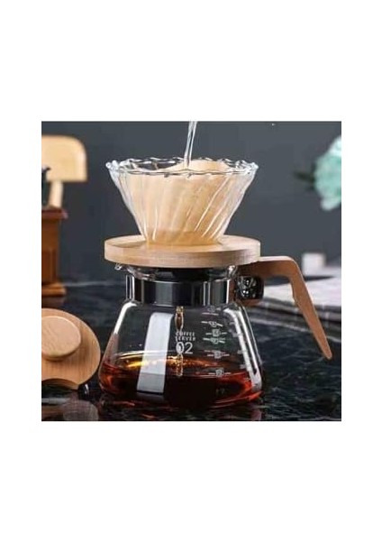 Kahve Çay Sürahisi Ahşap Saplı 600 ml V60'A Uygundur fiyatları