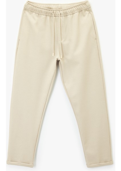 Viskon Karışımlı Duble Paça Cepli Beli Bağcıklı Pantolon