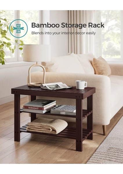 Ayakkabı Rafı Tezgahı, 3 Katmanlı Bambu Ayakkabı Depolama Düzenleyici, Giriş Tezgahı, 250 Lbs'ye Kadar Tutar, 25 x 27,6 x 40,8 Cm, Giriş Yolu Yatak Odası Için, ULBS04Z fiyatları