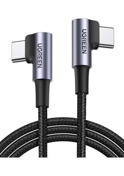 Ugreen Usb-C - Usb-C Kablo Sağ Açı, Tip C 60W Güç Dağıtımı Hızlı Şarj, 3 Xl, S10,S9, MacBook Air, iPad Pro 2018, Switch (3ft) ile Uyumlu