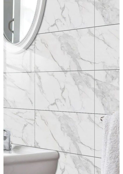 Beyaz Mermer Desenli Plastik Duvar Sticker Duvar Kağıdı Şık Zarif 60X30 Duvar Kağıdı 3 Adet fiyatları