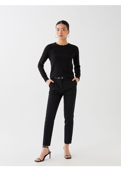 Yeni Sezon Bisiklet Yaka Kendinden Desenli Uzun Kollu Kadın Triko Kazak modelleri