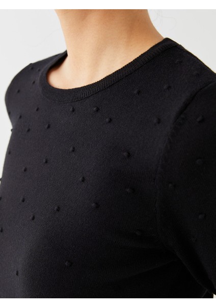 Yeni Sezon Bisiklet Yaka Kendinden Desenli Uzun Kollu Kadın Triko Kazak fırsatları