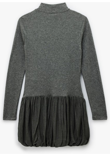 x Şahika Ercümen - Slim Fit Uzun Kollu Dik Yaka Mini Balon Elbise