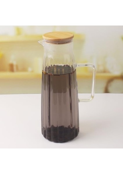 Bambu Kapaklı Borosilikat Cam Yağdanlık ve Sürahi | 1000ML (11X26CM) Çok Amaçlı Içecek ve Sıvı Gıda Saklama modelleri