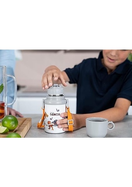 Thermo Isoleerfles Met Beker In Draagriem - 380 ml - Dino Marka Zwıllıng indirimleri