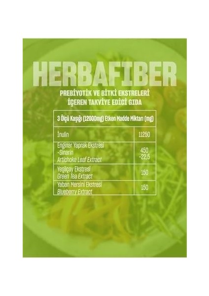 Talya Herbafiber Bitkisel Kökenli Lif Kaynağı, Prebiyotik, 60 gr