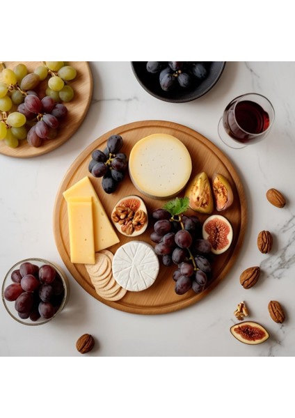 Store Bambu Döner Sunum Tahtası 30 cm – 360° Dönebilir Ahşap Servis Tabağı – Pizza, Peynir, Pasta, Kek ve Tatlı Sunumları Için – Paslanmaz Çelik Pizza Kesici Dahil modelleri