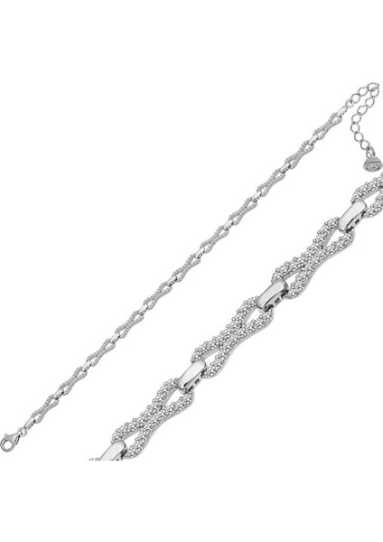 925 Ayar Gümüş Zirkon Taşlı Kadın Bileklik T7030 (770770)