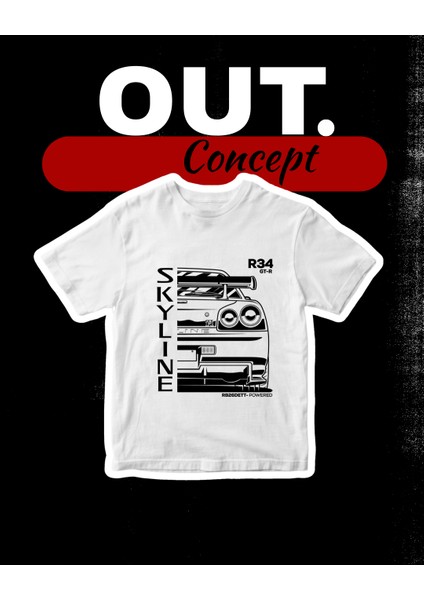 Skyline R34 Baskılı T-Shirt (Car Series)