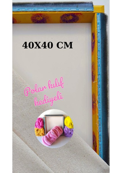 40X40CM Çiçekli Sihirli Punch(Panç) (Kasnak Kılıf Hediyeli) Telli/iğneli Ahşap Nakış Kasnak