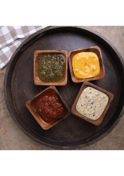 El Yapımı Akasya Ağacı 6’lı Ahşap Çerezlik ve Kahvaltılık Seti – 11 cm Yuvarlak Ahşap Sunum Kaseleri, Şık ve Fonksiyonel Mutfak Sunum Gereçleri (Kare) fiyatları