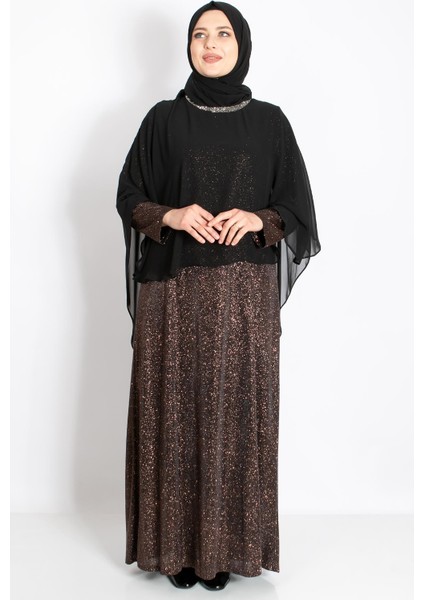 Pelerinli Simli Abiye Bakır MDA2216 fırsatları