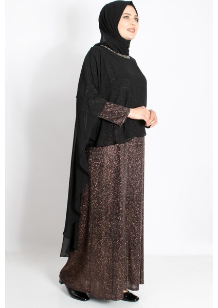 Pelerinli Simli Abiye Bakır MDA2216 indirimleri