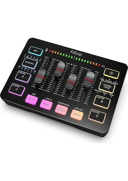 Oyun Ses Mikseri, Xlr Mikrofon Arayüzü ile Akış Rgb Pc Mikser, Bireysel Kontrol, Ses Fader, Sessiz Düğmesi, 48V Fantom Güç, Podcast/kayıt/vokal/oyun Sesli-Ampligame Sc3