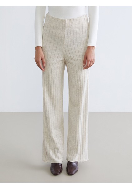 Yeni Sezon Beli Lastikli Geniş Paça Kadın Triko Pantolon fiyatları