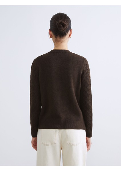 Yeni Sezon Bisiklet Yaka Kendinden Desenli Kadın Triko Hırka fırsatları