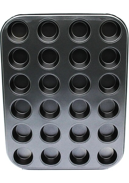 24 Gözlü Metal - Siyah Muffın Kek Kalıbı (5047)