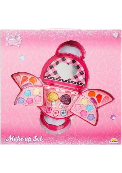 4278 Pretty Pinky 3 Katlı Pembe Çantalı Makyaj Seti -Sunman modelleri