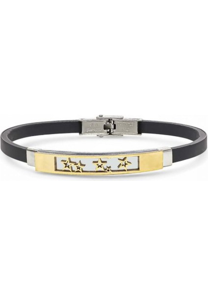 Erkek Galaksi Yıldızlar Figürlü Silikon Kordonlu Çelik Bileklik