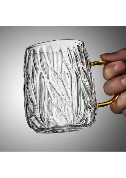 Cam Kupalar Retro Şeffaf Cam Kupa Kahve Çay Kupası Çift Yüksek Değerli Cam Kupa Saplı Kupa Cam Içecek