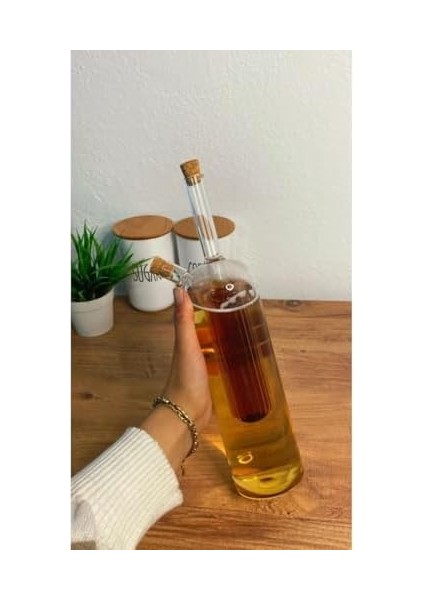 Çift Çidarlı Borosilikat Yağlık & Sirkelik Mantar Kapaklı 2 In 1 Yağdanlık 1 Litre modelleri