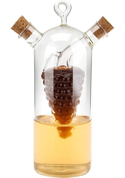 2'si 1 Arada Zeytinyağı Sirke Sebili, Şeffaf Cam Sirke ve Yağ Şişeleri, Çift Dökme Ağzı Yağ Dağıtıcı Şişe Mutfak Pişirme Kabı Için