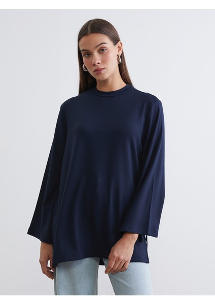 Yeni Sezon Bisiklet Yaka Oversize Kadın Sweatshirt Tunik