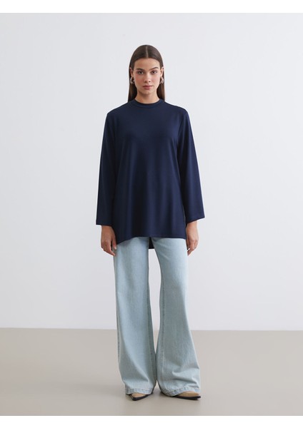 Yeni Sezon Bisiklet Yaka Oversize Kadın Sweatshirt Tunik fiyatları