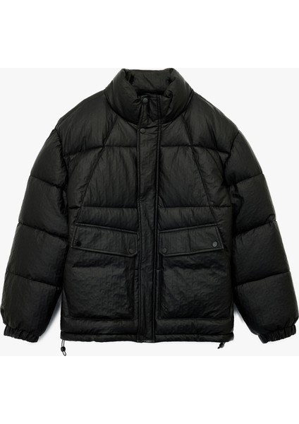 Regular Fit Kapaklı Cep Detaylı Fermuarlı Uzun Kollu Dik Yaka Kışlık Şişme Mont modelleri