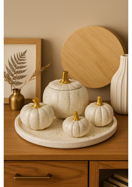 5’li Dekoratif Kabak Seti I Soya Wax Mum I Döküm Seramik Tozu I El Boyaması fiyatları