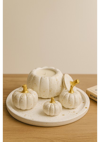 5’li Dekoratif Kabak Seti I Soya Wax Mum I Döküm Seramik Tozu I El Boyaması fırsatları