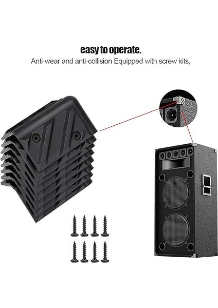 8 Adet Kalınlaşan Hoparlör Köşe Koruyucusu Vidalı Kitli Plastik, Aşamalı Güdümlü Siyah, Sağlam ve Dayanıklı Aşama Profesyonel Hoparlör/hoparlör Serisi modelleri