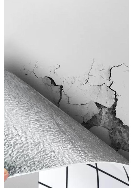 Kendinden Yapışkanlı Mermer Görünümlü Duvar Kağıdı 3 Adet Dekoratif Duvar Sticker Plastik Siyah