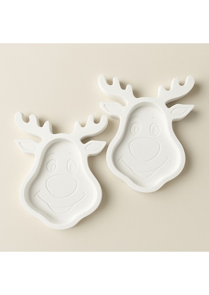 Yılbaşı Dekoratif 2’li Geyik Tabak Seti I Ham (Boyanmamış) I Döküm Seramik Tozu I Boyanabilir indirimleri