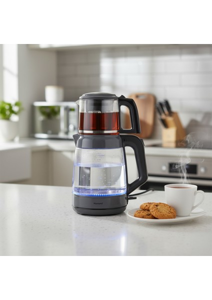 Infinity XL 1764H Cam Çay Makinesi Antrasit Siyah