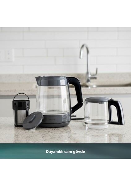 Infinity XL 1764H Cam Çay Makinesi Antrasit Siyah indirimleri