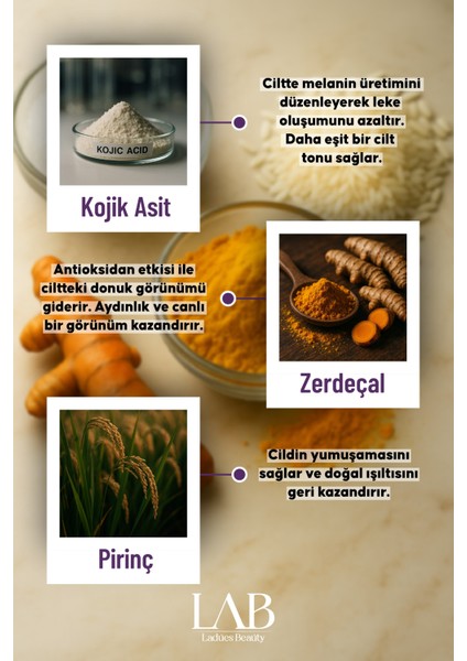 Lab Kojic Acid Zerdeçal Pirinç Etkisi Ile Leke Karşıtı Sabun fırsatları