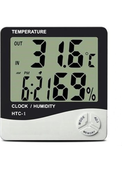 Bebek Odası Masaüstü Dijital Termometre Nem Ölçer Higrometre Saat (5047)