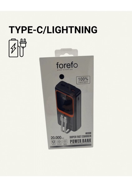 20000 Mah Powerbank | Çok Kablolu, Dijital Göstergeli, Yüksek Hızlı Şarj Cihazı modelleri