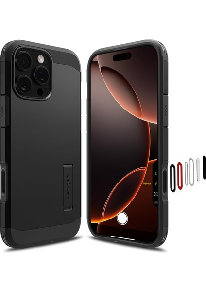 16 Pro Max Ekstra Dayanıklı Kılıf Tough Ai T Kamera Butonu Hava Kanalı Teknolojisi™ Askeri Sınıf Koruma Magfit Kickstand'lı Çift Katman Kapak - ACS08503