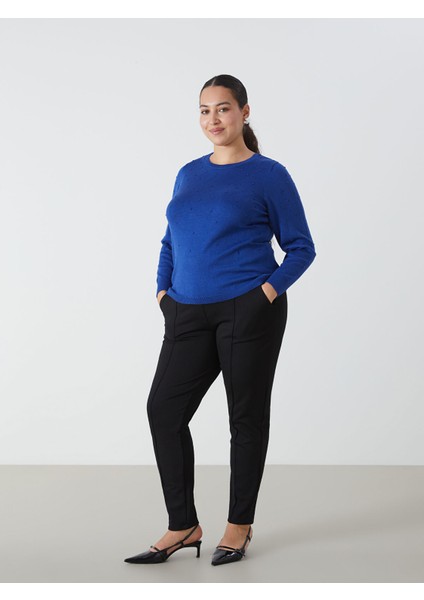 Yeni Sezon Bisiklet Yaka Kendinden Desenli Uzun Kollu Kadın Triko Kazak modelleri