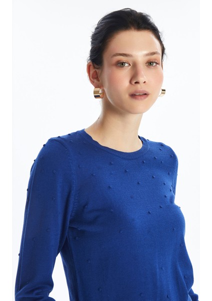 Yeni Sezon Bisiklet Yaka Kendinden Desenli Uzun Kollu Kadın Triko Kazak fırsatları